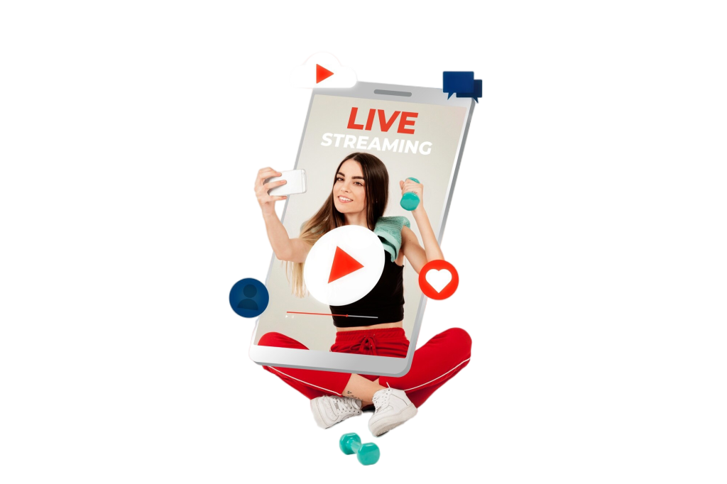 Collage de una chica en un teléfono generando contenido UGC